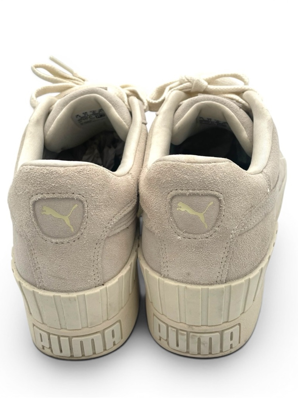 Puma Carina Platform Beige Suede Sneakers Women’s 10 Minimalist Casual - Picture 6 of 11